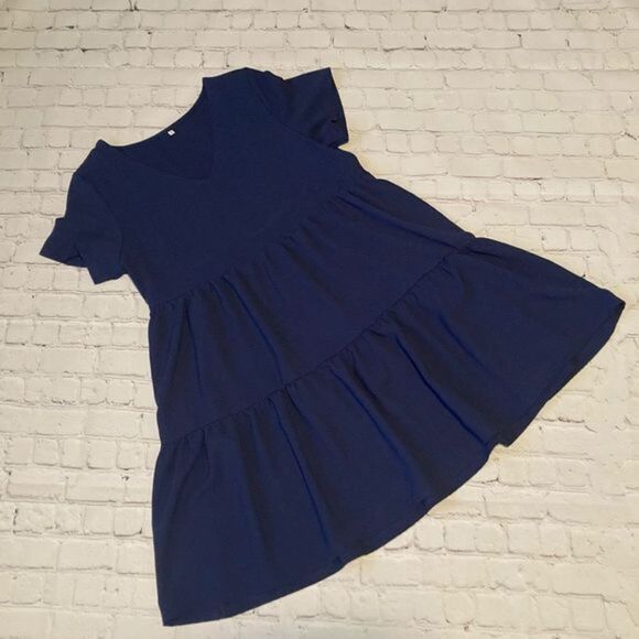 Navy Blue V cut Tiered Tunic/Dress•Size Small - Picture 1 of 2